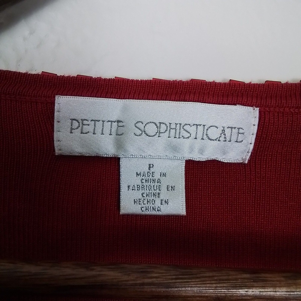 Y2k Petite Sophisticate Silk Blend Sweater SP Beaded Red‎ Long Sleeve Classic - Picture 9 of 12